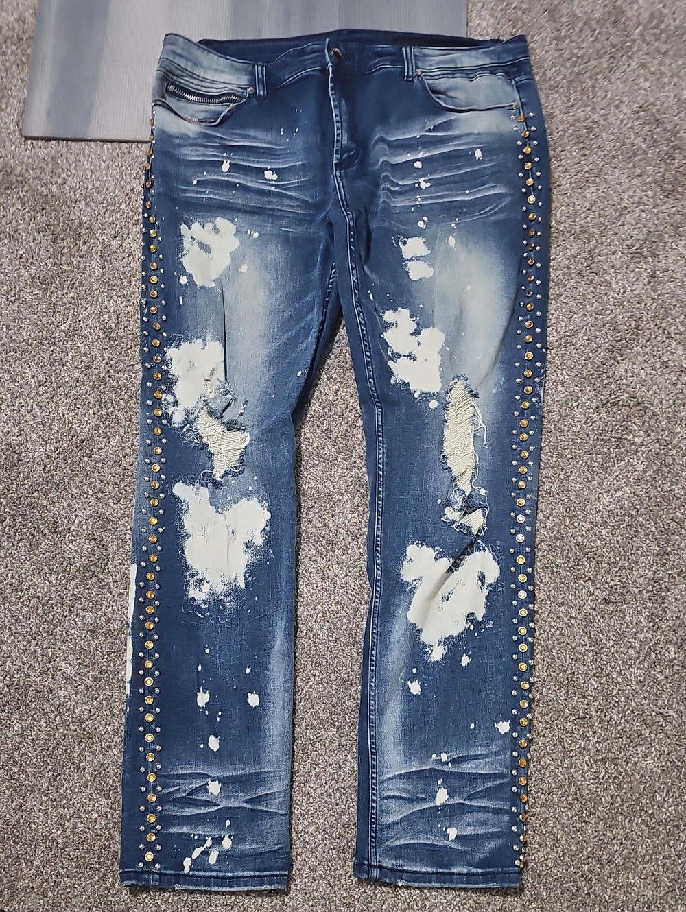 Women’s Studded Distressed Blue Skinny Jeans